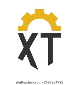 Letter XT Gear Logo Design for Service Center, Repair, Factory, Industrial, Digital and Mechanical Business