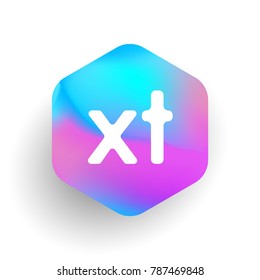 Letter XT logo in hexagon shape and colorful background, letter combination logo design for business and company identity.
