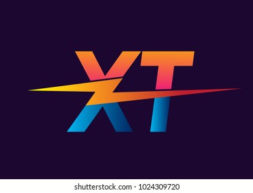 Letter XT logo with Lightning icon, letter combination Power Energy Logo design for Creative Power ideas, web, business and company.