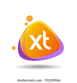 Letter XT logo in triangle splash and colorful background, letter combination logo design for creative industry, web, business and company.