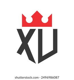 Letra XU Corona Logo. Corona en la letra XU Plantilla de diseño de logotipo