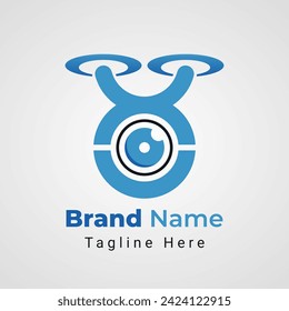 Logotipo de letra XU Drone, combinación de las letras X y U forma el logotipo de la cámara Drone