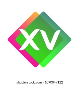 Letter XV logo with colorful geometric shape, letter combination logo design for creative industry, web, business and company.

