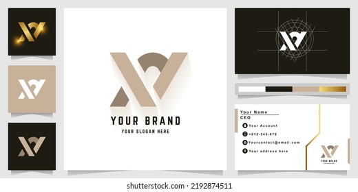 Letter XV or Ny monogram logo with business card design
