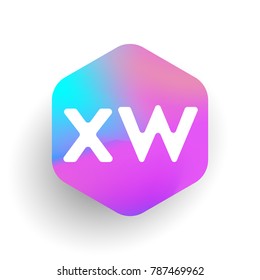 Letter XW logo in hexagon shape and colorful background, letter combination logo design for business and company identity.
