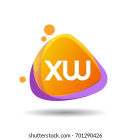 Letter XW logo in triangle splash and colorful background, letter combination logo design for creative industry, web, business and company.