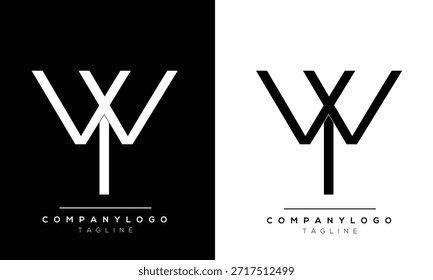 Letra Xw o Wx superposición inicial logotipo de tipografía única moderna