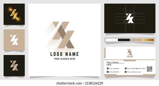 Letter XX or KX monogram logo with business card design