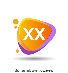 Letter XX logo in triangle splash and colorful background, letter combination logo design for creative industry, web, business and company.