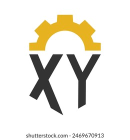 Letter XY Gear Logo Design for Service Center, Repair, Factory, Industrial, Digital and Mechanical Business