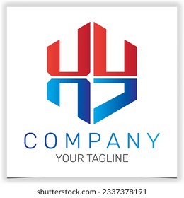 letra XY logotipo hexágono inicial icono premium plantilla elegante vectores eps 10