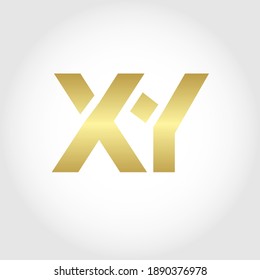 letra XY. Letras de diseño del logotipo del vector en color dorado sobre fondo blanco