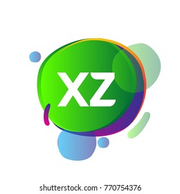 Letter XZ logo with colorful splash background, letter combination logo design for creative industry, web, business and company.
