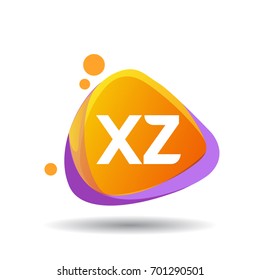 Letter XZ logo in triangle splash and colorful background, letter combination logo design for creative industry, web, business and company.