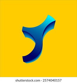 Letter Y 3D blue color logo icon