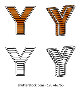 Letter Y (a block of wood) on a white background
