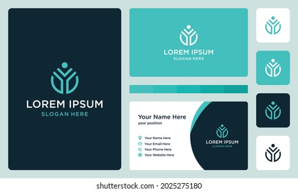 letter y with abstract yoga shape. Business Card template