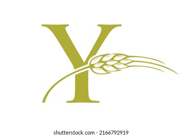 Letter Y Agriculture Logo Farming Sign. Agriculture Logo With Alphabet Y Template Vector Symbol