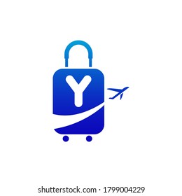 Letter y Air Travel Logo Design Template.Travel time.Vector illustration.Flight plane. Vector illustration.y letter travel logo.y letter travel