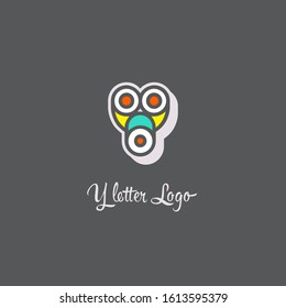 letter Y alphabet bold comic colorful design in grey background