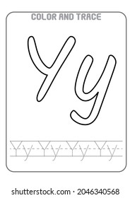 Letter Y Alphabet Coloring Tracing Preschool Activity Early Learning