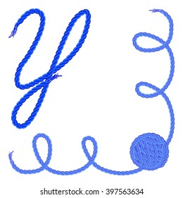 Letter Y - Alphabet, font vector - yarn, rope, cable - For handmade products.