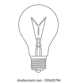 The letter Y, in the alphabet Incandescent light bulb set outline style black and white color isolated on white background