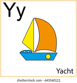 Letter Y, alphabet for kids. Worksheet for children - vector
