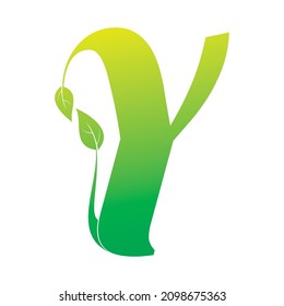 Letter Y alphabet with leaf vector logo