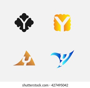 Letter y Alphabetical Logo Design Concepts set
