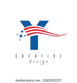 Letter Y American Logo for Business, Corporate and Company Sign. USA American Logo on Letter Y Vector Template