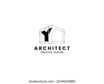 Letter Y Architect logo for architecture, construction and real estate company. Architect monogram logo design