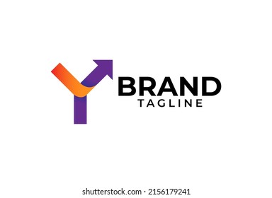 Letter Y Arrow Logo Design, verwendbar für Logistik-, Finanz- und Firmenlogos, Vektorgrafik