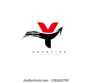 Letter Y with Artistic Bold Grunge Arrow Shape Logo