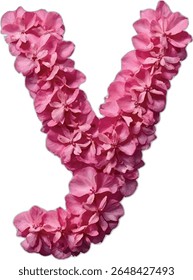 The letter "Y" is artistically crafted using vibrant pink flowers, creating a visually stunning and unique floral alphabet.