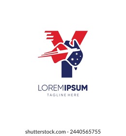 Letter Y Australia Map Travel Flight Airplane Logo Design Vector Icon Graphic Symbol Illustration