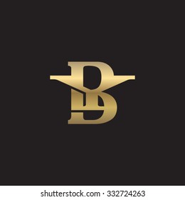 letter Y and B monogram golden logo
