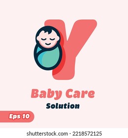 Letter Y and baby care creative vector logo design