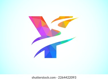 Letter Y with backspace S or pathway logo design vector template. Low poly style graphic alphabet symbol