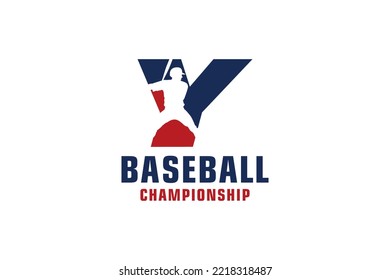 Letter Y with Baseball Logo Design. Vector Design Template Elements for Sport Team or Corporate.