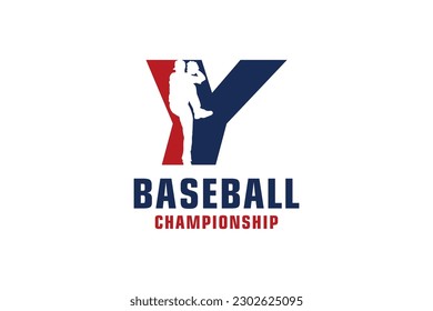 Letter Y with Baseball Logo Design. Vector Design Template Elements for Sport Team or Corporate.