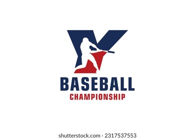 Letter Y with Baseball Logo Design. Vector Design Template Elements for Sport Team or Corporate.