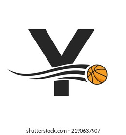 Letter Y Basket Ball Logo Design For Basket Club Symbol Vector Template. Basketball Logo Element
