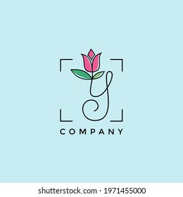 Letter Y Beautiful Flower Logo Design Vector Graphic Illustration