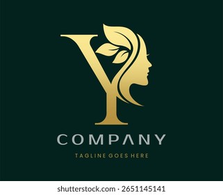 Letra Y Beleza Face Natureza Folha Logo Design