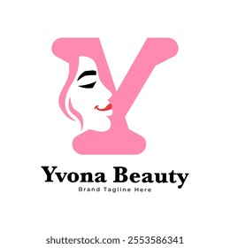 Letter Y Beauty Woman Face Logo,for salon, spa, cosmetic, fashion, makeup, boutique and beauty clinic business