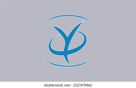 letter Y. Blue lines logo. Y monogram