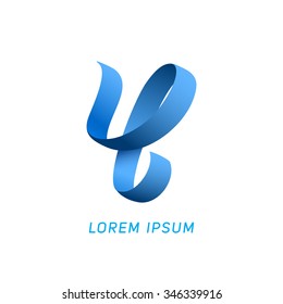 Letter Y blue ribbon logo