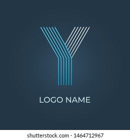Letter Y blue and white gradient logo isolated. Alphabet vector image