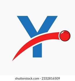 Letter Y Bowling Logo. Bowling Ball Symbol With Moving Ball Icon